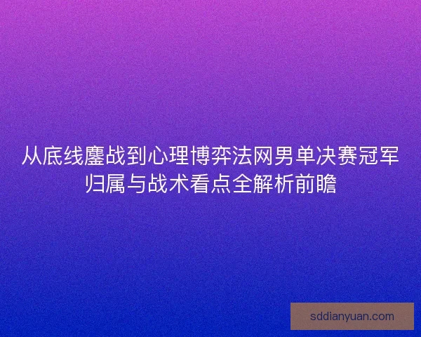 从底线鏖战到心理博弈法网男单决赛冠军归属与战术看点全解析前瞻